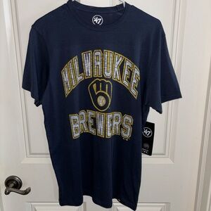 47 Navy and Yellow Milwaukee Brewers Short Sleeve Tee